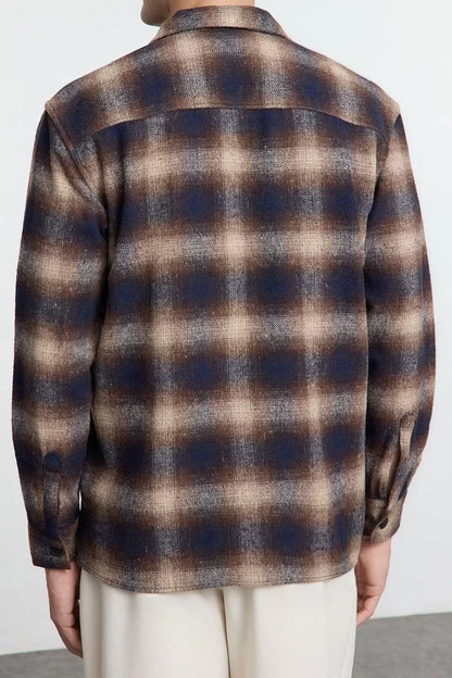 Stylish Plaid Checkered Pattern Shirt Collar Regular Fit Winter Plaid Plaid Lumberjack Jacket Shirt