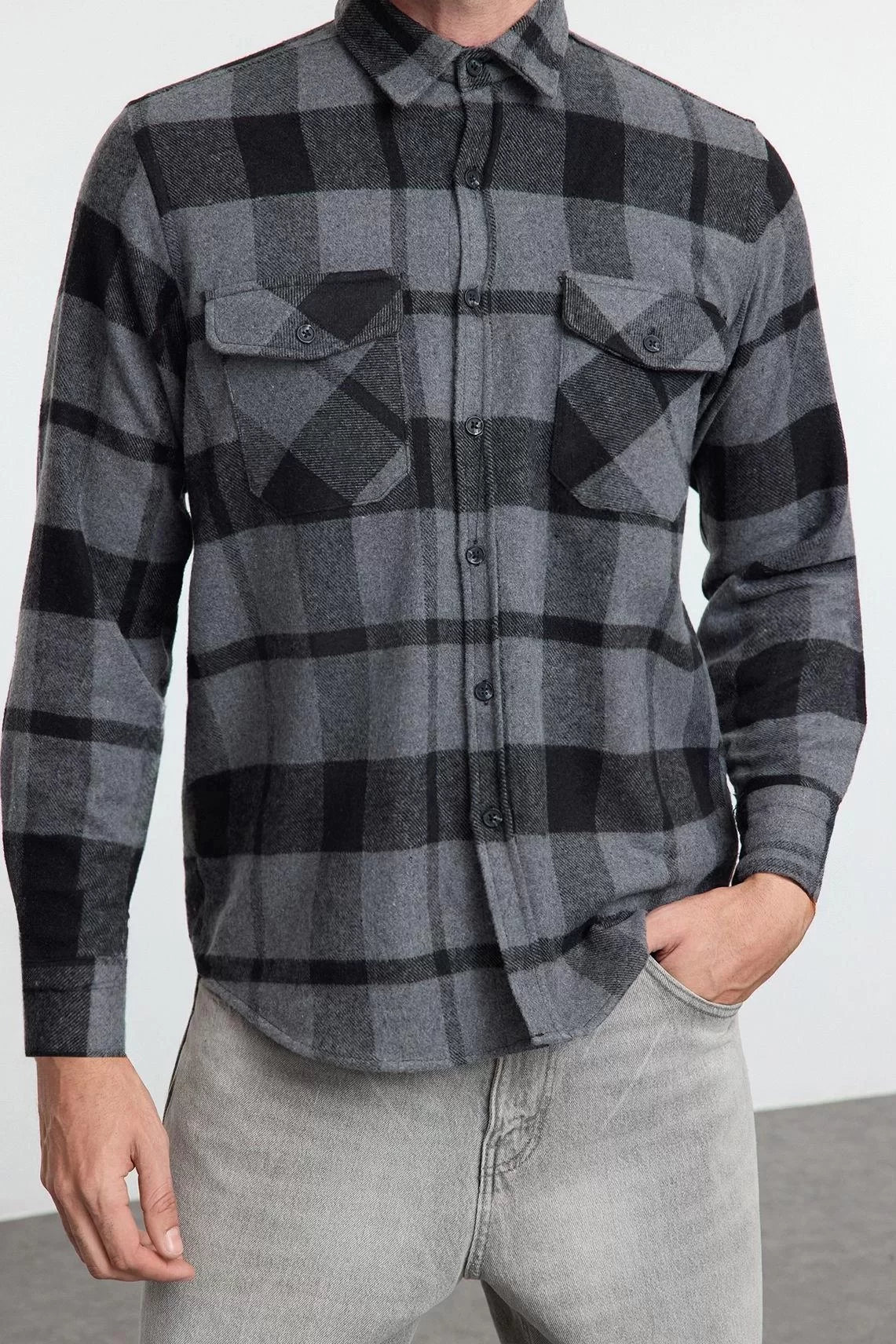 Stylish Plaid Checkered Pattern Shirt Collar Regular Fit Winter Plaid Lumberjack Shirt Jacket