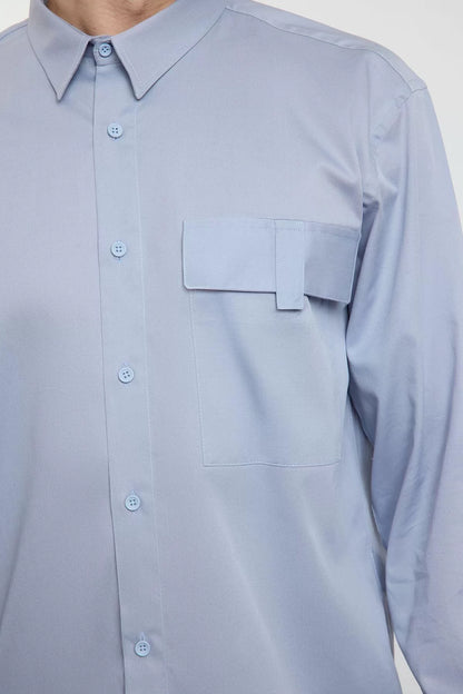 Stylish Plain Pattern Shirt Collar Limited Edition Oversize Fit Pocket Detailed 100% Cotton Shirt