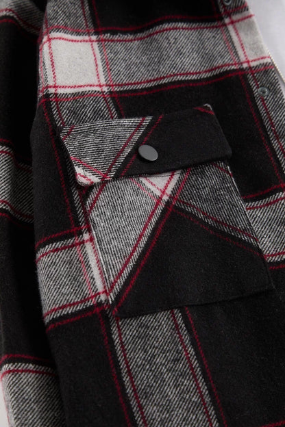 Stylish Plaid Checkered Pattern Shirt Collar Regular Fit Winter Plaid Lumberjack Shirt Jacket