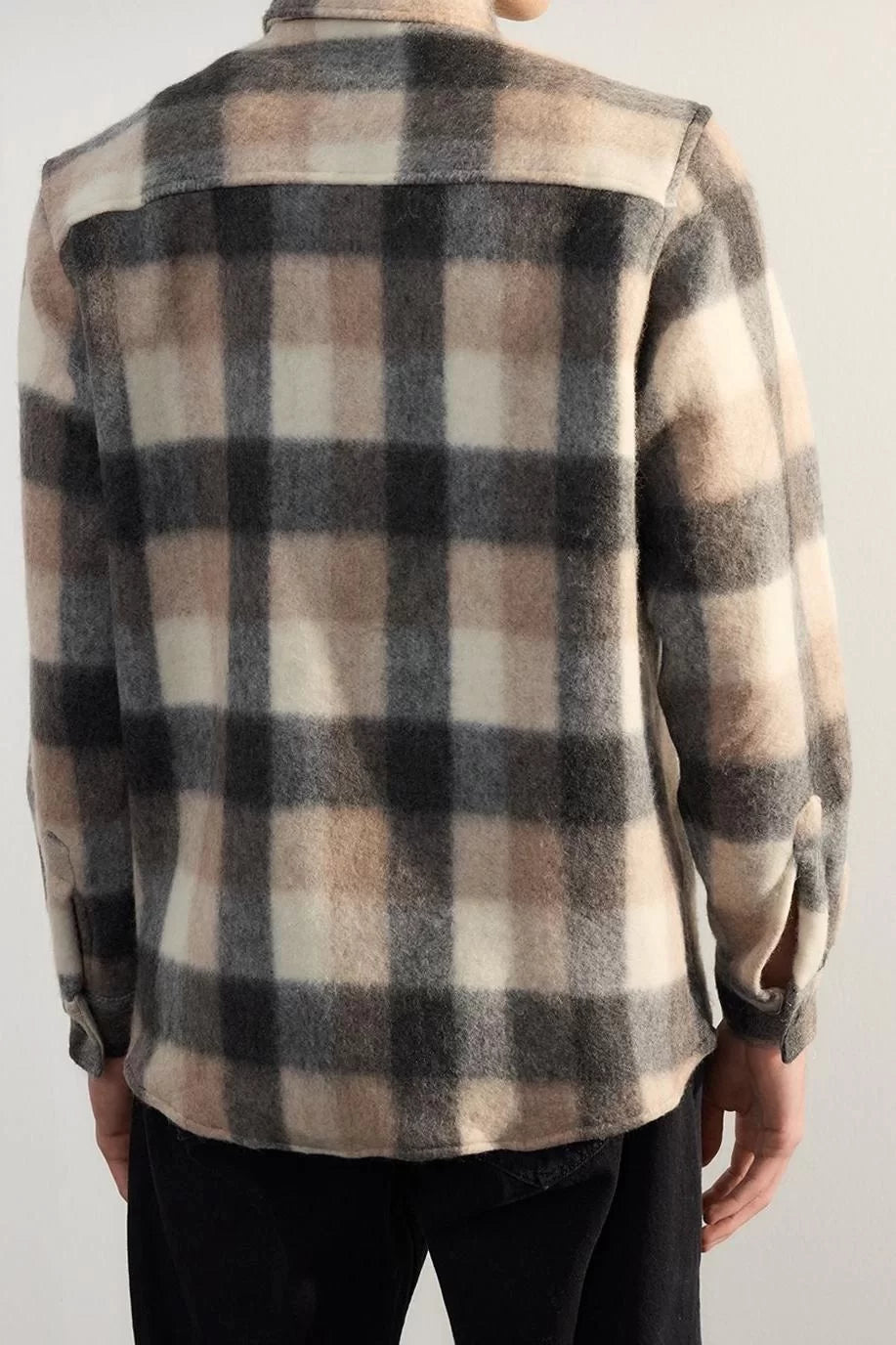 Stylish Plaid Checkered Pattern Shirt Collar Unisex Regular Fit Winter Plaid Lumberjack Shirt Jacket