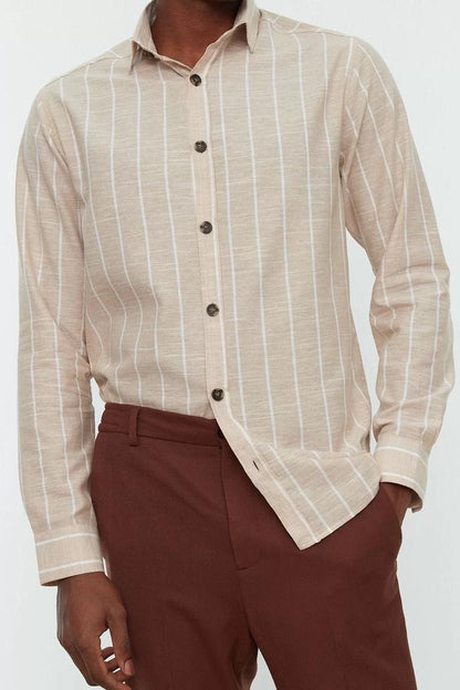 Stylish Striped Pattern Shirt Collar Men's Regular Fit Shirt Collar Striped Shirt