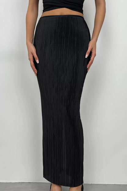 Modern Style Lined Knitted Maxi Length Lined Long Pleated Skirt