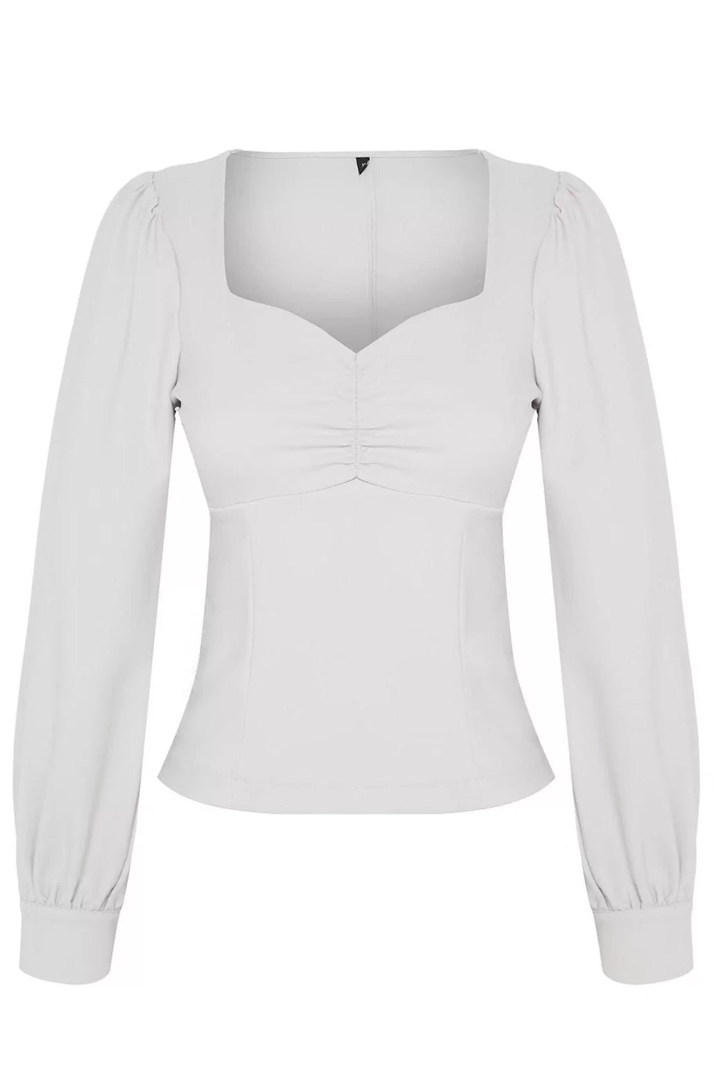 Fashion Heart Neck Woven Regular Plain Pattern Chic Night Regular Long Sleeve Blouse