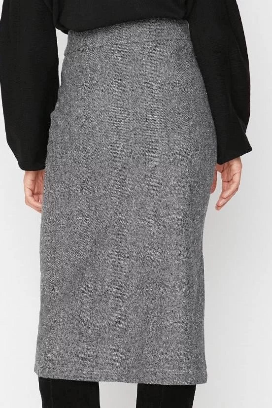 Modern Style Unlined Woven Midi Length Pocket Detailed Buttoned Cashmere Fabric Midi Woven Skirt