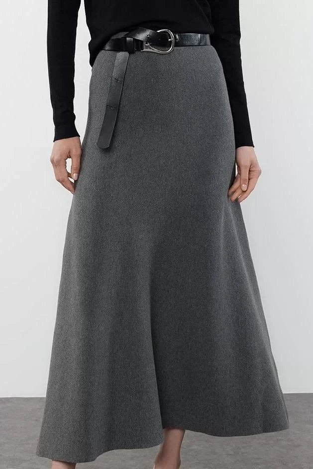 Modern Style Unlined Knitwear Midi Length Premium Yarn Special Yarn Midi Knitwear Skirt