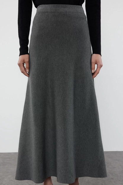 Modern Style Unlined Knitwear Midi Length Premium Yarn Special Yarn Midi Knitwear Skirt