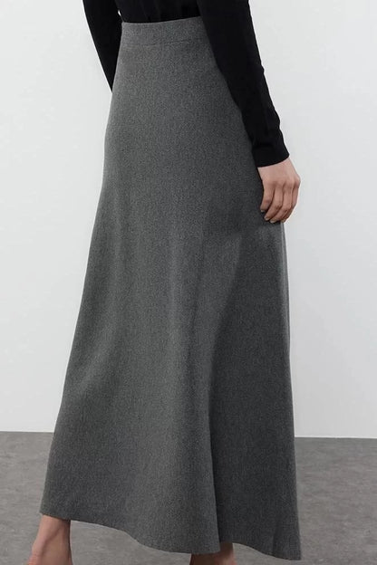 Modern Style Unlined Knitwear Midi Length Premium Yarn Special Yarn Midi Knitwear Skirt