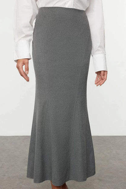 Modern Style Unlined Woven Midi Length Godeli Fish Shape Maxi Length Woven Skirt