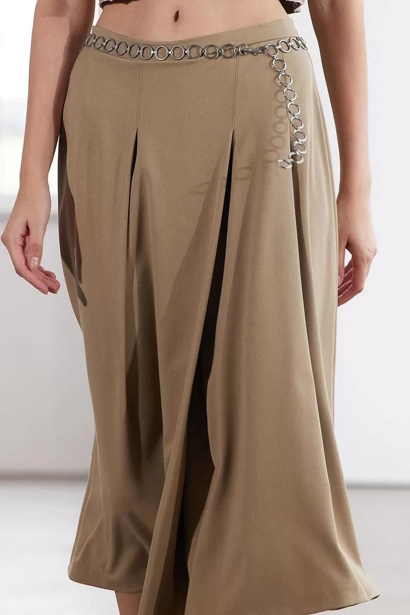 Modern Style Unlined Woven Midi Length Limited Edition Ederli Fabric Pleated Midi Length Woven Skirt