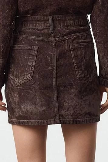 Modern Style Unlined Denim Mini Length Suede Look Normal Waist Mini Denim Skirt