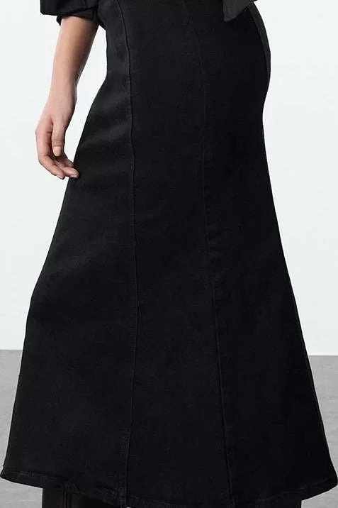 Modern Style Unlined Denim Midi Length Maxi Denim Skirt