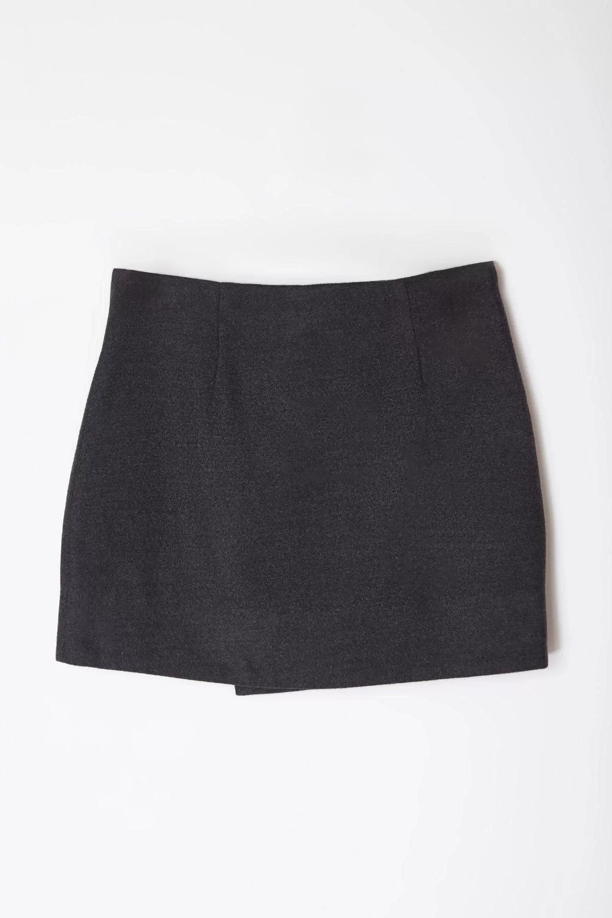 Modern Style Unlined Woven Mini Length Limited Edition Buttoned Double Breasted Closure Detailed Mini Woven Skirt