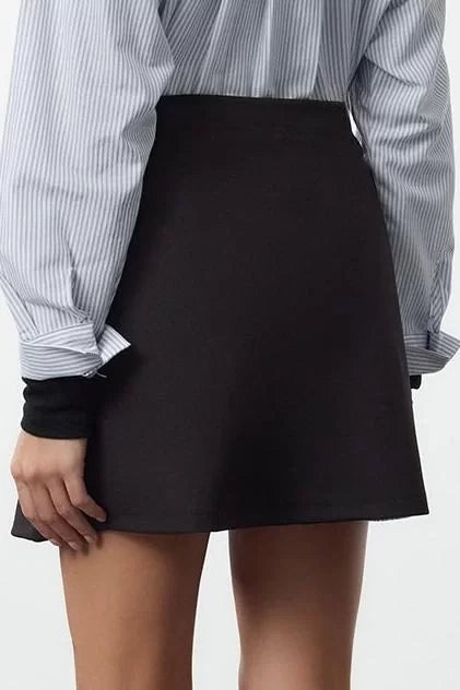 Modern Style Unlined Knitted Mini Length Low Waist Eyelet and Belt Detailed Mini Pencil Skirt