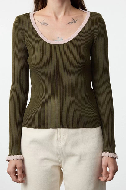 Style Modern Women Regular Standard Sleeve Pool Collar Ribbed Color Block Knitwear Sweater