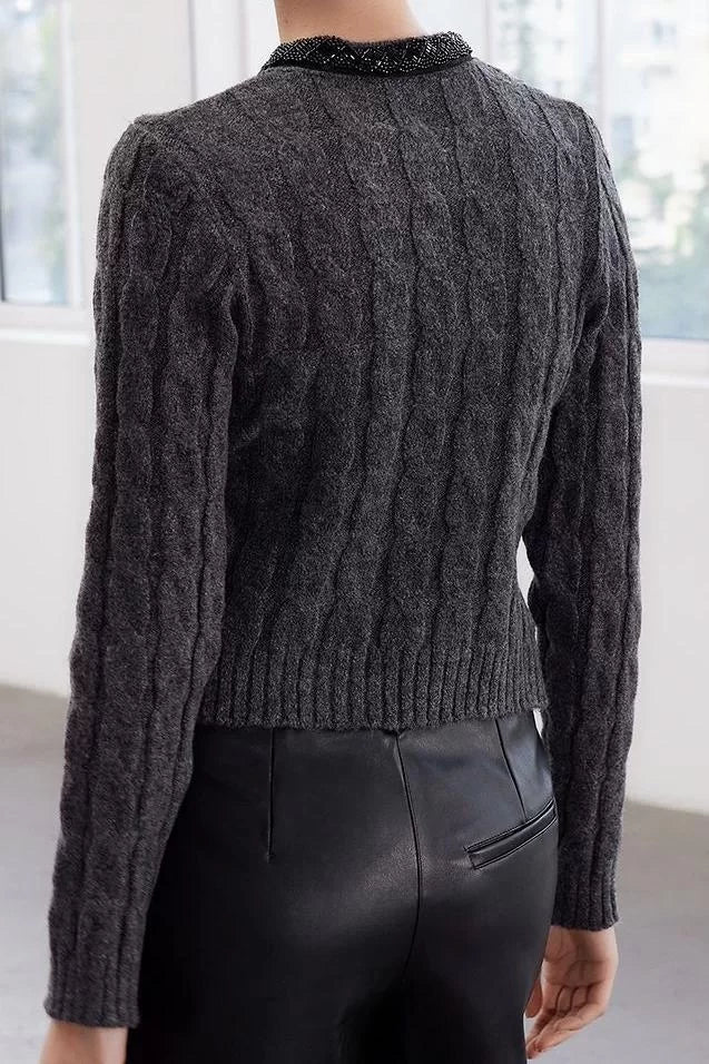 Style Modern Women Regular Standard Sleeve Crew Neck Soft Textured Hair Knitted Sweater