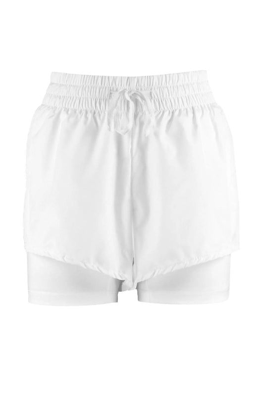 Fashion Knitted Normal Waist Straight Leg Sportswear White Parachute Fabric 2 Layered Inner Shorts Knitted Sports Shorts