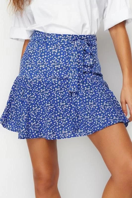 Fashion Woven High Waist Wide Leg Casual Multicolored Floral Patterned Viscose Woven Shorts Skirt