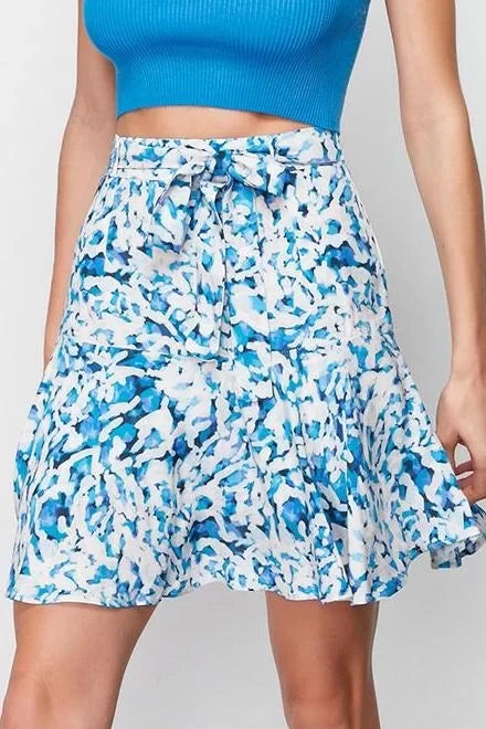 Fashion Woven High Waist Wide Leg Casual Multicolored Floral Patterned Viscose Woven Shorts Skirt