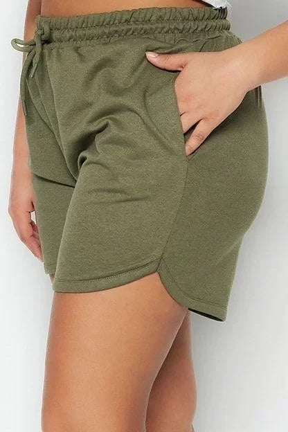 Plus Size Fashion Knitted High Waist Straight Leg Casual Khaki Slim Shorts