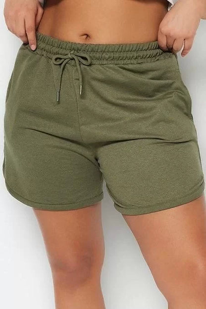 Plus Size Fashion Knitted High Waist Straight Leg Casual Khaki Slim Shorts