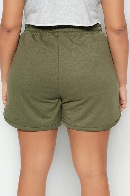 Plus Size Fashion Knitted High Waist Straight Leg Casual Khaki Slim Shorts