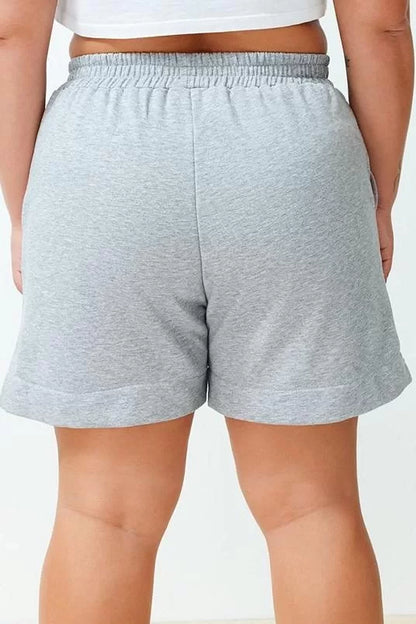 Plus Size Fashion Knitted High Waist Wide Leg Casual Gray Button Detailed Shorts Bermuda